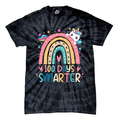 100 Days Smarter Unicorn 100th Day Of School Gift Tie-Dye T-Shirt