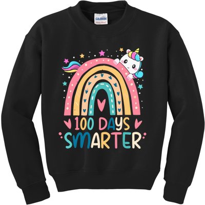 100 Days Smarter Unicorn 100th Day Of School Gift Kids Sweatshirt