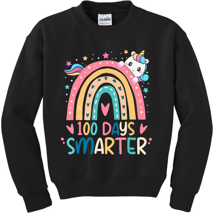 100 Days Smarter Unicorn 100th Day Of School Gift Kids Sweatshirt