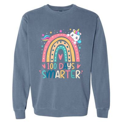 100 Days Smarter Unicorn 100th Day Of School Gift Garment-Dyed Sweatshirt