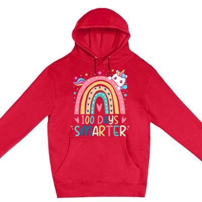 100 Days Smarter Unicorn 100th Day Of School Gift Premium Pullover Hoodie