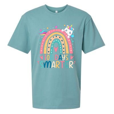 100 Days Smarter Unicorn 100th Day Of School Gift Sueded Cloud Jersey T-Shirt