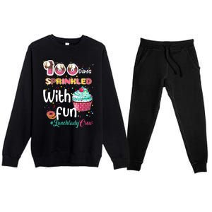 100 Days Sprinkled With Fun Lunchlady Crew Day Of School Meaningful Gift Premium Crewneck Sweatsuit Set