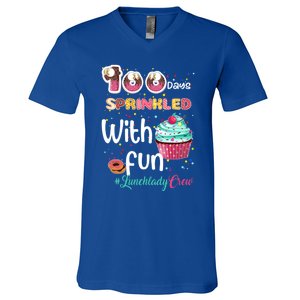 100 Days Sprinkled With Fun Lunchlady Crew Day Of School Meaningful Gift V-Neck T-Shirt