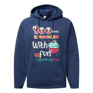 100 Days Sprinkled With Fun Lunchlady Crew Day Of School Meaningful Gift Performance Fleece Hoodie