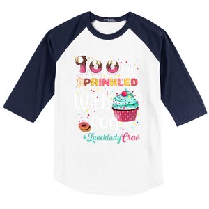 100 Days Sprinkled With Fun Lunchlady Crew Day Of School Meaningful Gift Baseball Sleeve Shirt