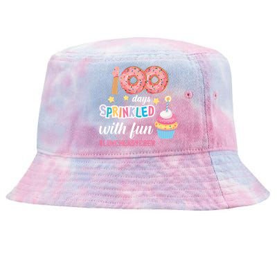 100 Days Sprinkled With Fun Lunchladycrew Funny 100 Days Of Cute Gift Tie-Dyed Bucket Hat