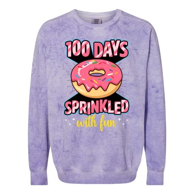 100 Days Sprinkled With Fun School Sprinkled Donut Lover Gift Colorblast Crewneck Sweatshirt