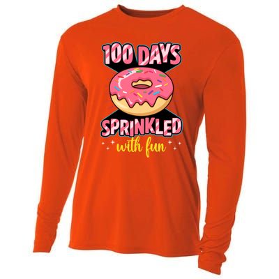 100 Days Sprinkled With Fun School Sprinkled Donut Lover Gift Cooling Performance Long Sleeve Crew