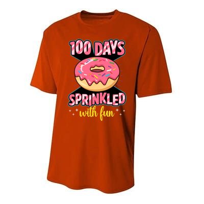 100 Days Sprinkled With Fun School Sprinkled Donut Lover Gift Performance Sprint T-Shirt