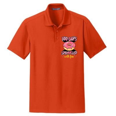 100 Days Sprinkled With Fun School Sprinkled Donut Lover Gift Dry Zone Grid Polo