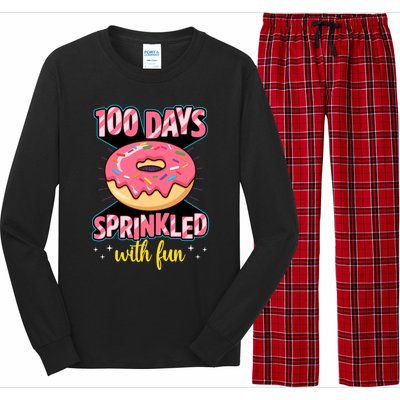 100 Days Sprinkled With Fun School Sprinkled Donut Lover Gift Long Sleeve Pajama Set