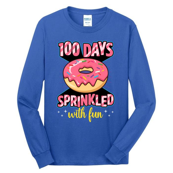 100 Days Sprinkled With Fun School Sprinkled Donut Lover Gift Tall Long Sleeve T-Shirt