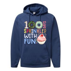 100 Days Sprinkled With Fun Gift Cupcake 100 Days Of School Gift Performance Fleece Hoodie