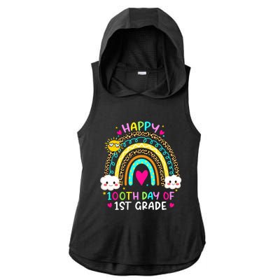 100 Days Smarter First Grade 100th Day Of School 1st Grade Gift Ladies PosiCharge Tri-Blend Wicking Draft Hoodie Tank