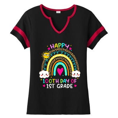 100 Days Smarter First Grade 100th Day Of School 1st Grade Gift Ladies Halftime Notch Neck Tee