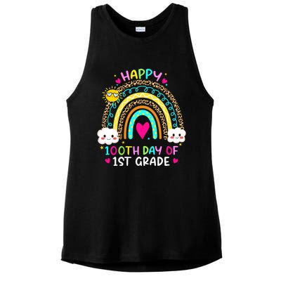 100 Days Smarter First Grade 100th Day Of School 1st Grade Gift Ladies PosiCharge Tri-Blend Wicking Tank