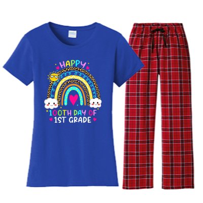 100 Days Smarter First Grade 100th Day Of School 1st Grade Gift Women's Flannel Pajama Set