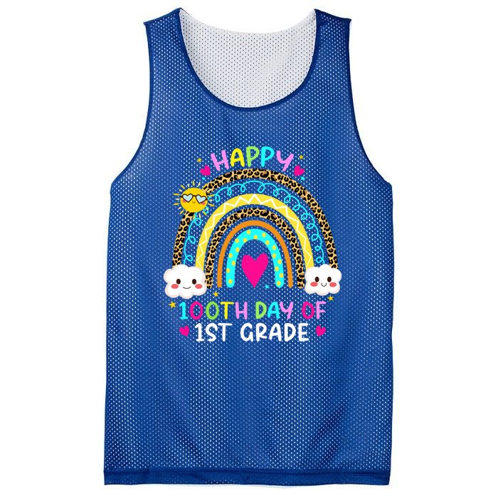 100 Days Smarter First Grade 100th Day Of School 1st Grade Gift Mesh Reversible Basketball Jersey Tank