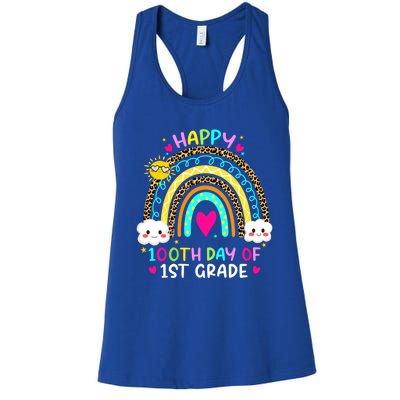 100 Days Smarter First Grade 100th Day Of School 1st Grade Gift Women's Racerback Tank