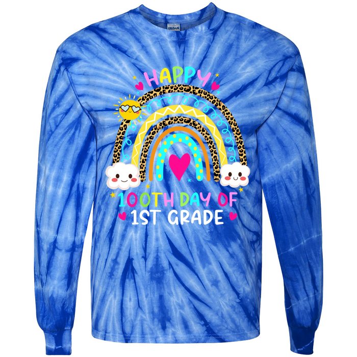 100 Days Smarter First Grade 100th Day Of School 1st Grade Gift Tie-Dye Long Sleeve Shirt