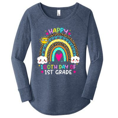 100 Days Smarter First Grade 100th Day Of School 1st Grade Gift Women's Perfect Tri Tunic Long Sleeve Shirt