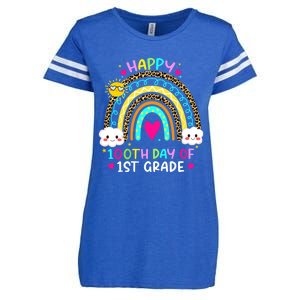 100 Days Smarter First Grade 100th Day Of School 1st Grade Gift Enza Ladies Jersey Football T-Shirt