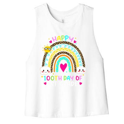 100 Days Smarter First Grade 100th Day Of School 1st Grade Gift Women's Racerback Cropped Tank