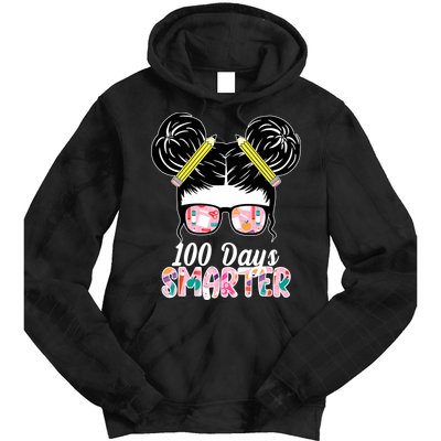 100 Days Smarter Student Hair Bun Tie Dye Hoodie