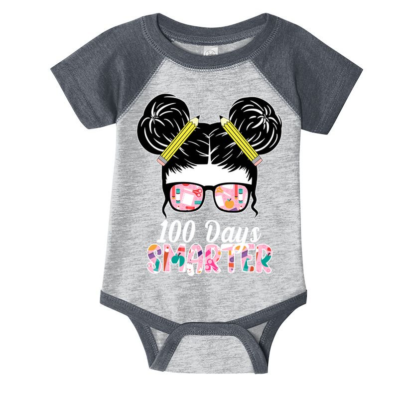 100 Days Smarter Student Hair Bun Infant Baby Jersey Bodysuit
