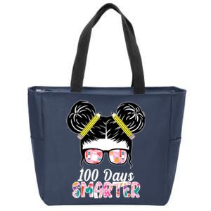 100 Days Smarter Student Hair Bun Zip Tote Bag