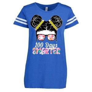 100 Days Smarter Student Hair Bun Enza Ladies Jersey Football T-Shirt