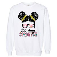 100 Days Smarter Student Hair Bun Garment-Dyed Sweatshirt