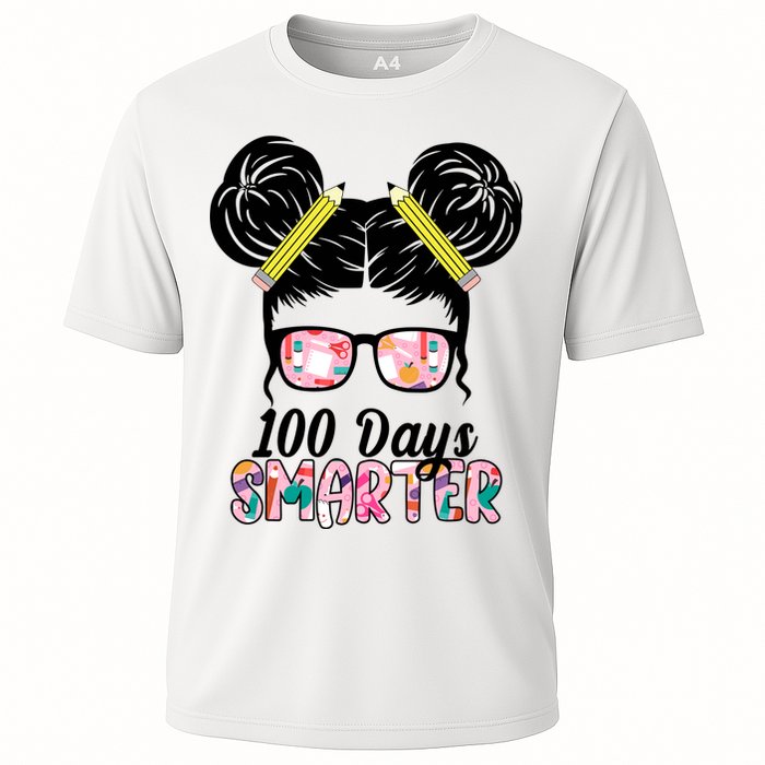 100 Days Smarter Student Hair Bun Cooling Performance Crew T-Shirt