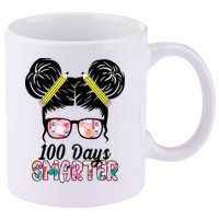 100 Days Smarter Student Hair Bun 11oz C Handle Ceramic Mug