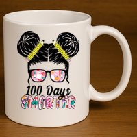 100 Days Smarter Student Hair Bun 11oz C Handle Ceramic Mug