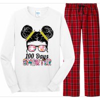 100 Days Smarter Student Hair Bun Long Sleeve Pajama Set