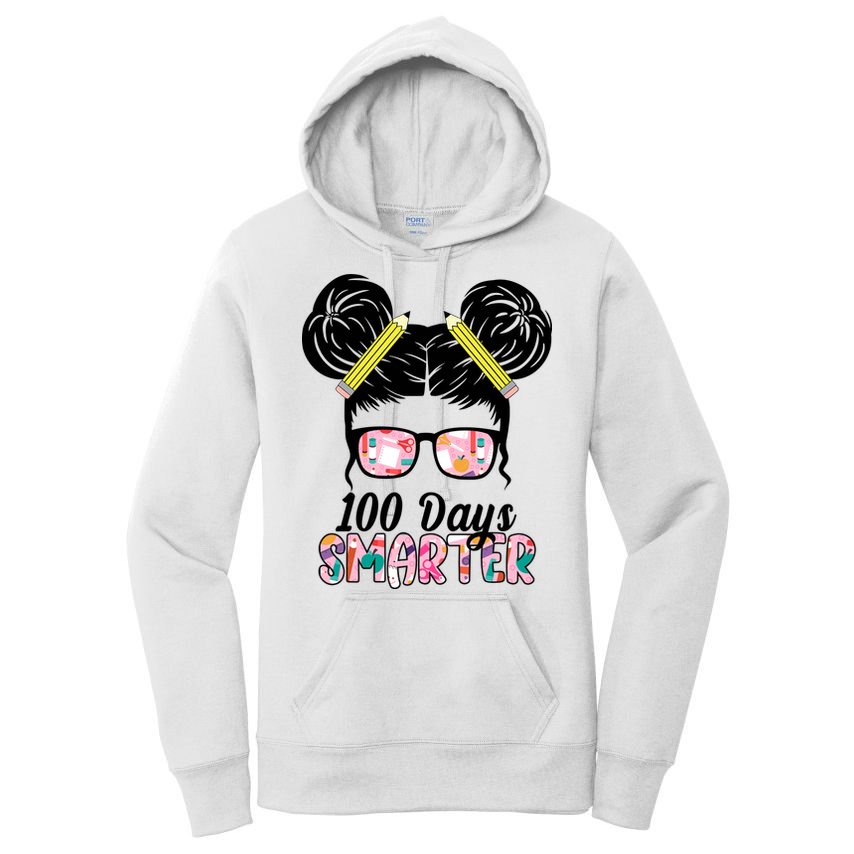 100 Days Smarter Student Hair Bun Women's Pullover Hoodie