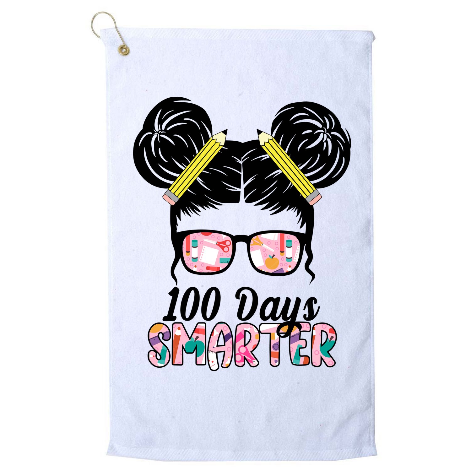 100 Days Smarter Student Hair Bun Golf Towel