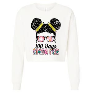 100 Days Smarter Student Hair Bun Cropped Pullover Crew