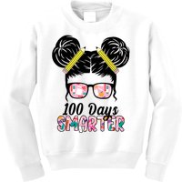 100 Days Smarter Student Hair Bun Kids Sweatshirt