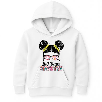100 Days Smarter Student Hair Bun Kids Hoodie