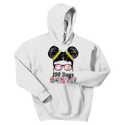 100 Days Smarter Student Hair Bun Kids Hoodie