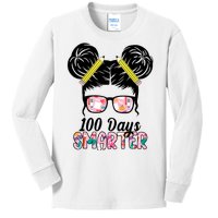 100 Days Smarter Student Hair Bun Kids Long Sleeve Shirt