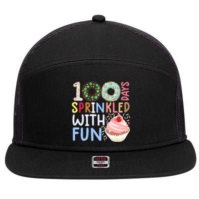 100 Days Sprinkled With Fun Meaningful Gift Cupcake 100 Days Of School Gift 7 Panel Mesh Trucker Snapback Hat