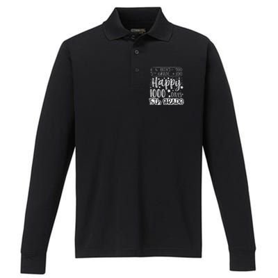 1000 Days Smarter Fifth Grade Teacher 100th Day Of School Performance Long Sleeve Polo