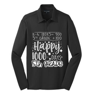 1000 Days Smarter Fifth Grade Teacher 100th Day Of School Silk Touch Performance Long Sleeve Polo