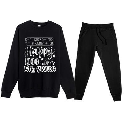 1000 Days Smarter Fifth Grade Teacher 100th Day Of School Premium Crewneck Sweatsuit Set