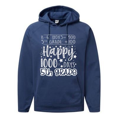 1000 Days Smarter Fifth Grade Teacher 100th Day Of School Performance Fleece Hoodie