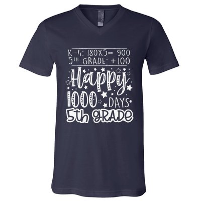 1000 Days Smarter Fifth Grade Teacher 100th Day Of School V-Neck T-Shirt